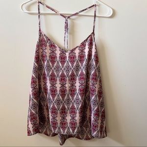 Hollister flowy cami w/ ornate red & pink pattern
